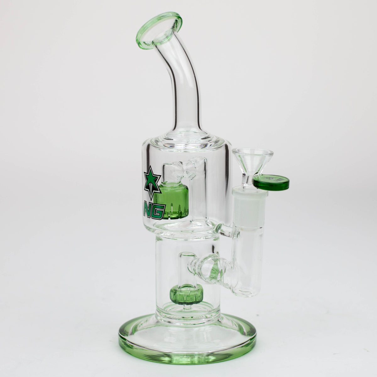 Nice Glass Double Chamber Perc Bubbler Bong in Green