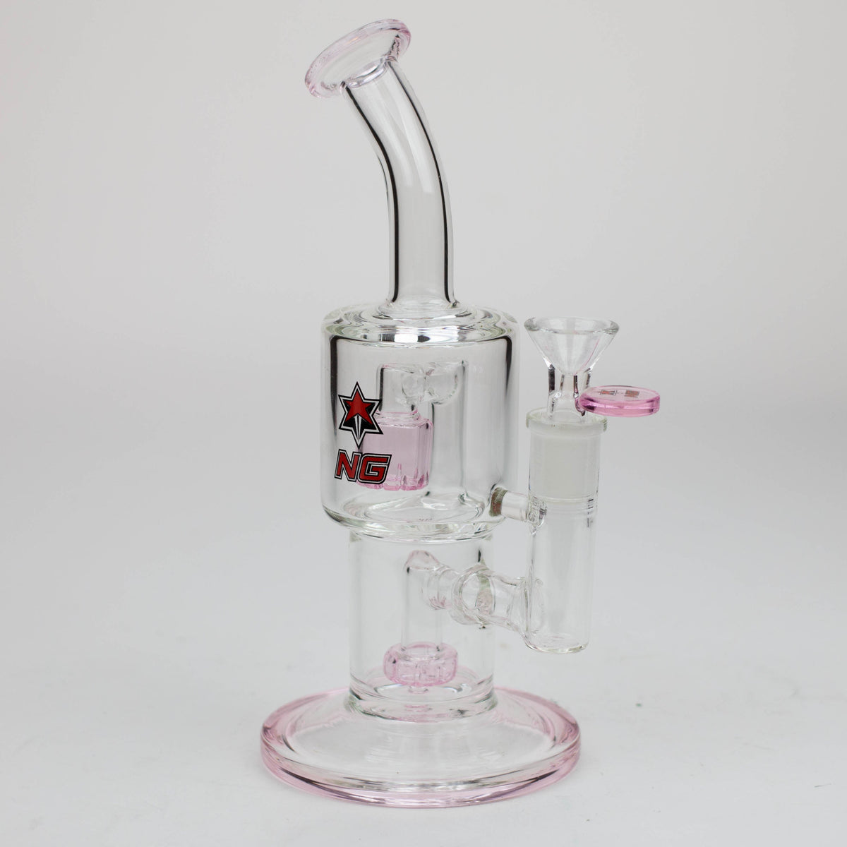 Nice Glass Double Chamber Perc Bubbler Bong in Pink