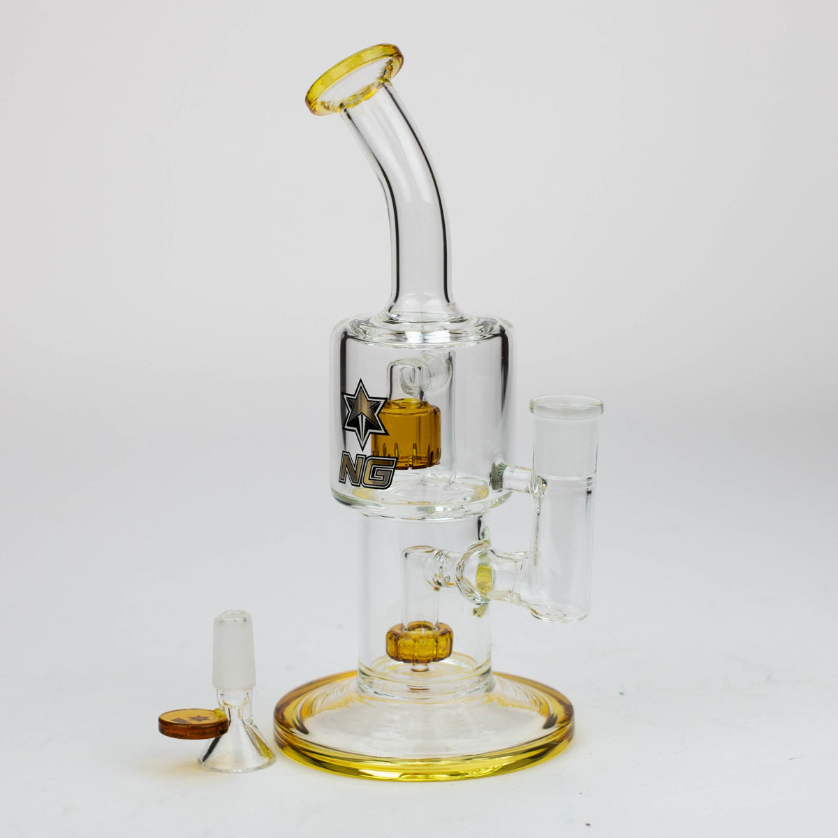 Nice Glass Double Chamber Perc Bubbler Bong with bowl piece