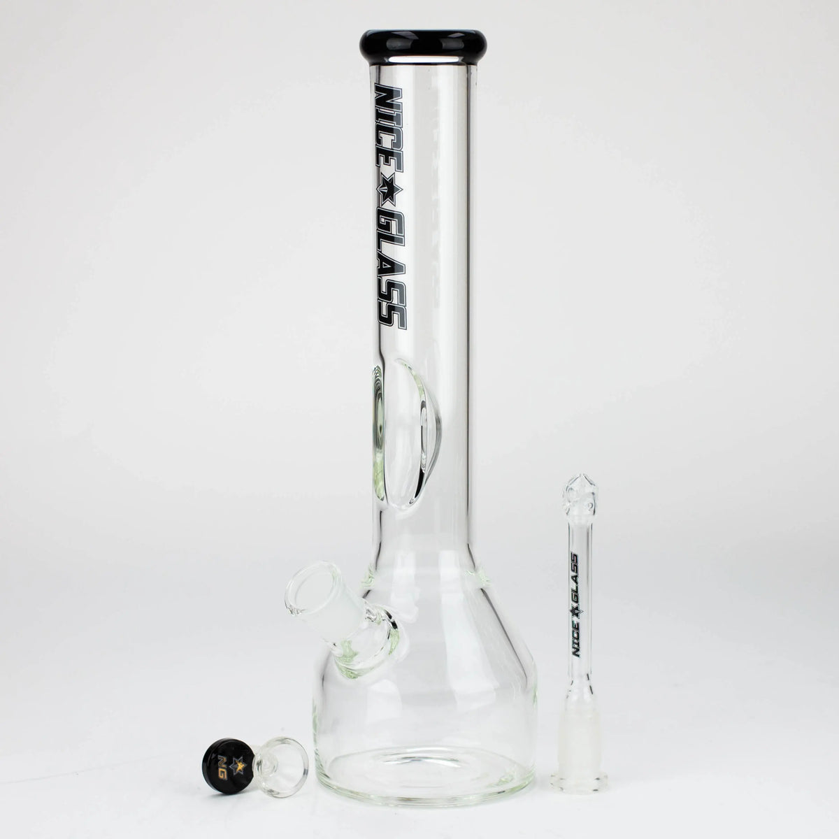 Nice Glass 13 inch Elbow Ice Bong with Bowl Piece and Downstem