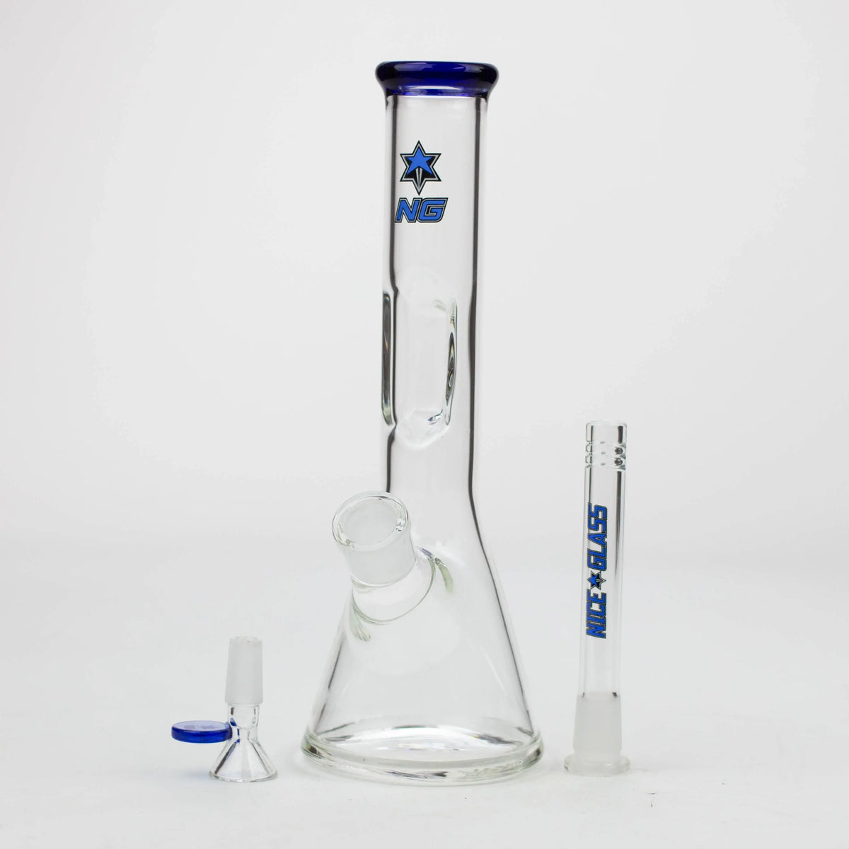 Nice Glass 10.5 inch Elbow Ice blue Beaker Bong with bowl piece and downstem