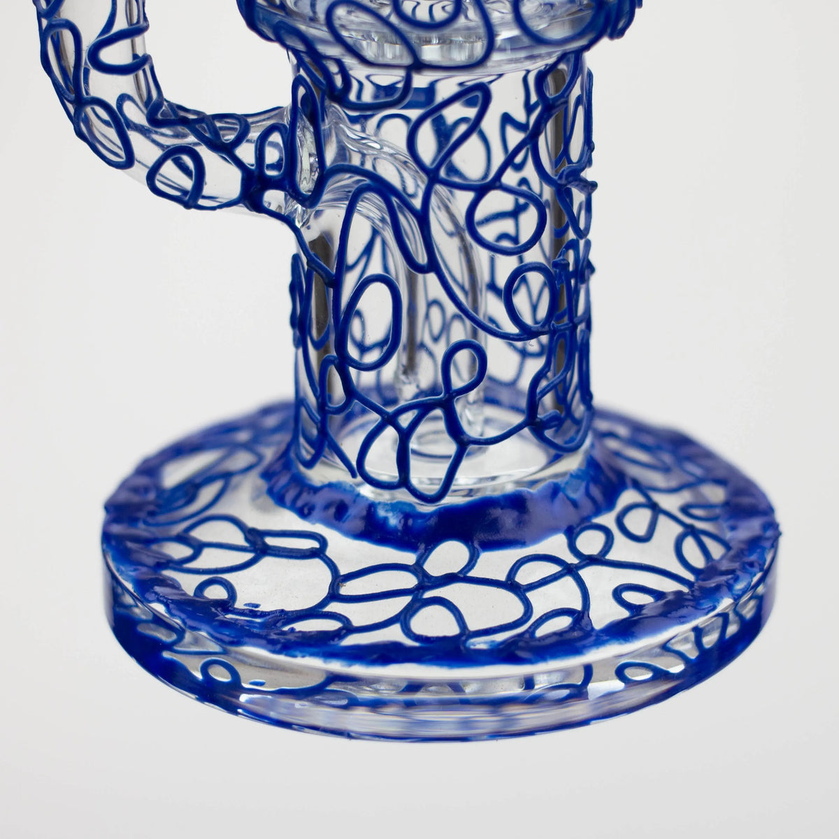 Base of the Nice Glass 10 inch Electroformed Tree Perc Bong in Blue