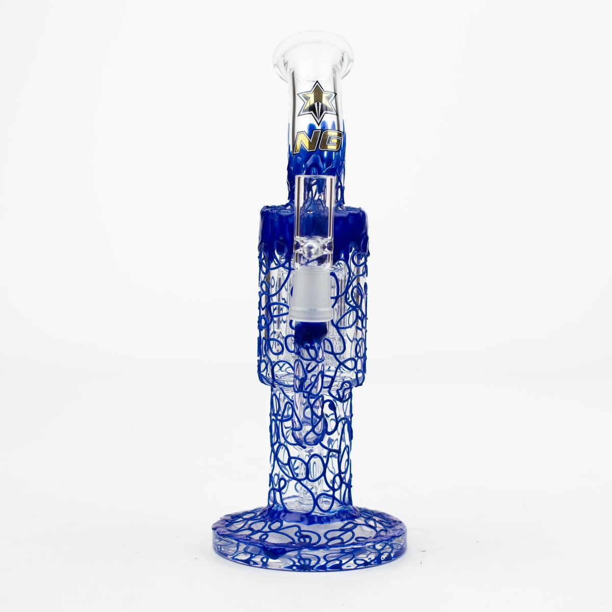 Front View of the Nice Glass 10 inch Electroformed Tree Perc Bong in Blue