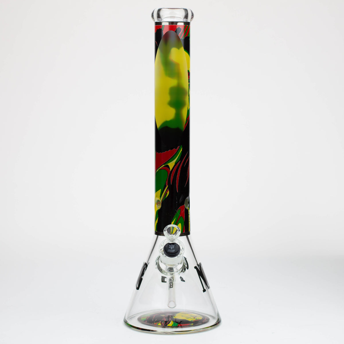 Front View of the Nice Glass Rasta Beaker Bong