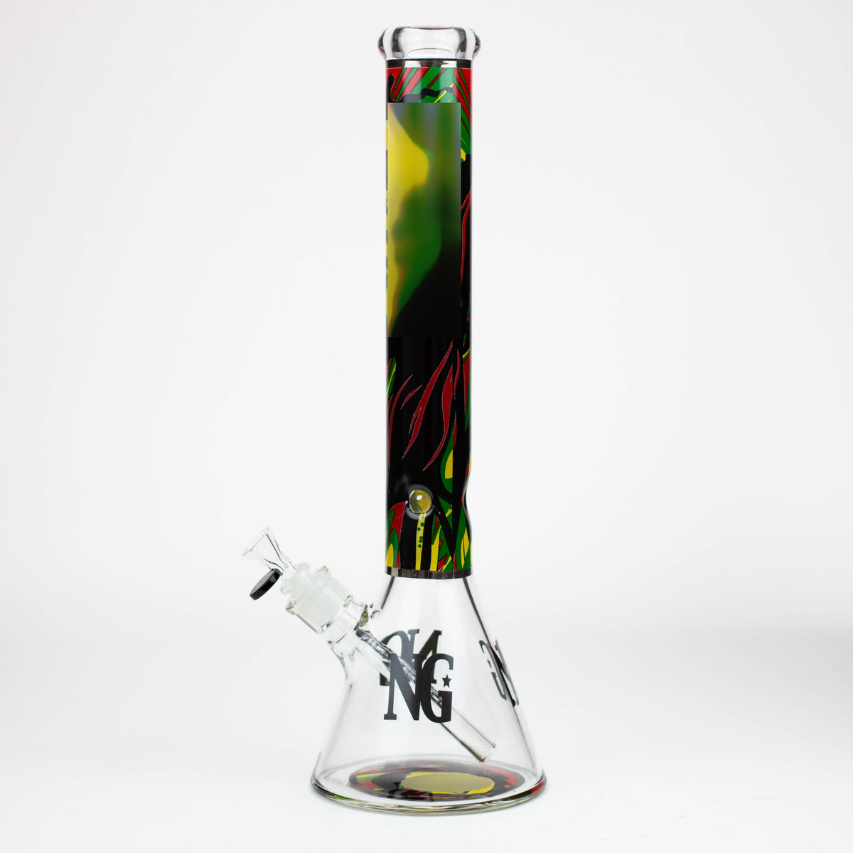 Side View of the Nice Glass 18 inch Big Rasta Beaker Bong