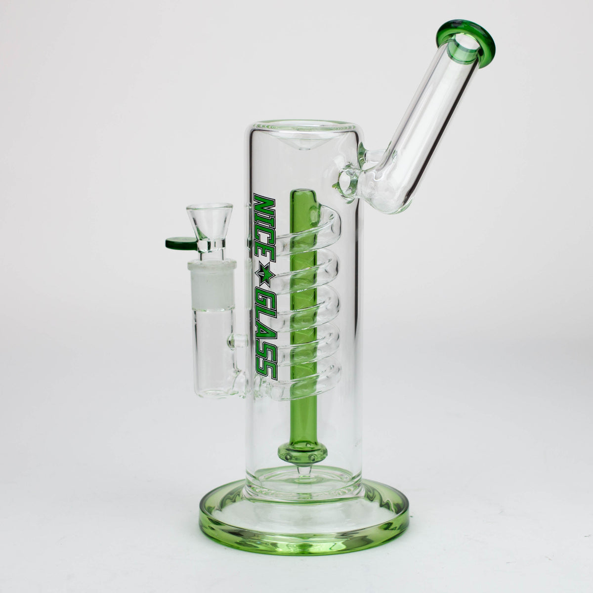 Nice Glass 10.5 inch Green Spiral Perc Bong