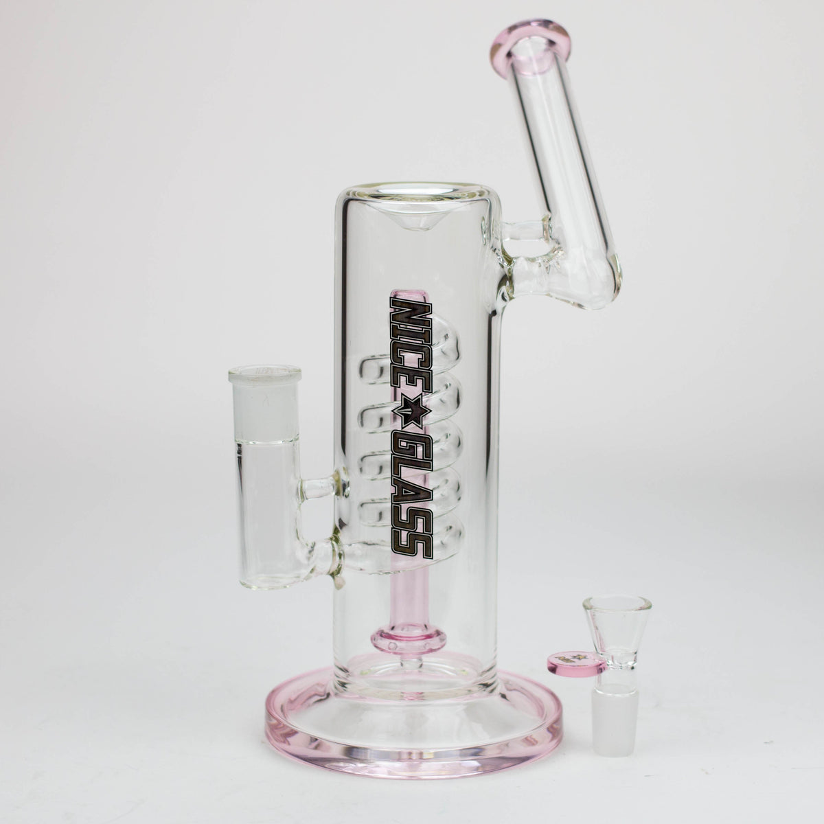 Nice Glass 10.5 inch Spiral Perc Bong with Showerhead percolator in pink