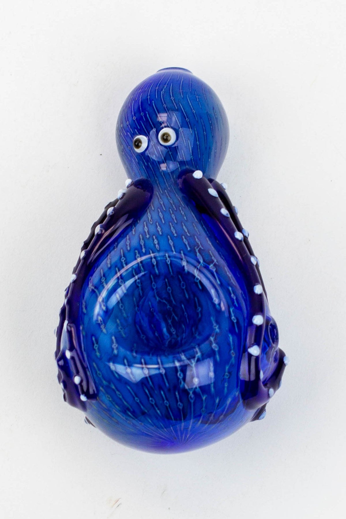 Front View of the Blue Octopus Glass Pipe