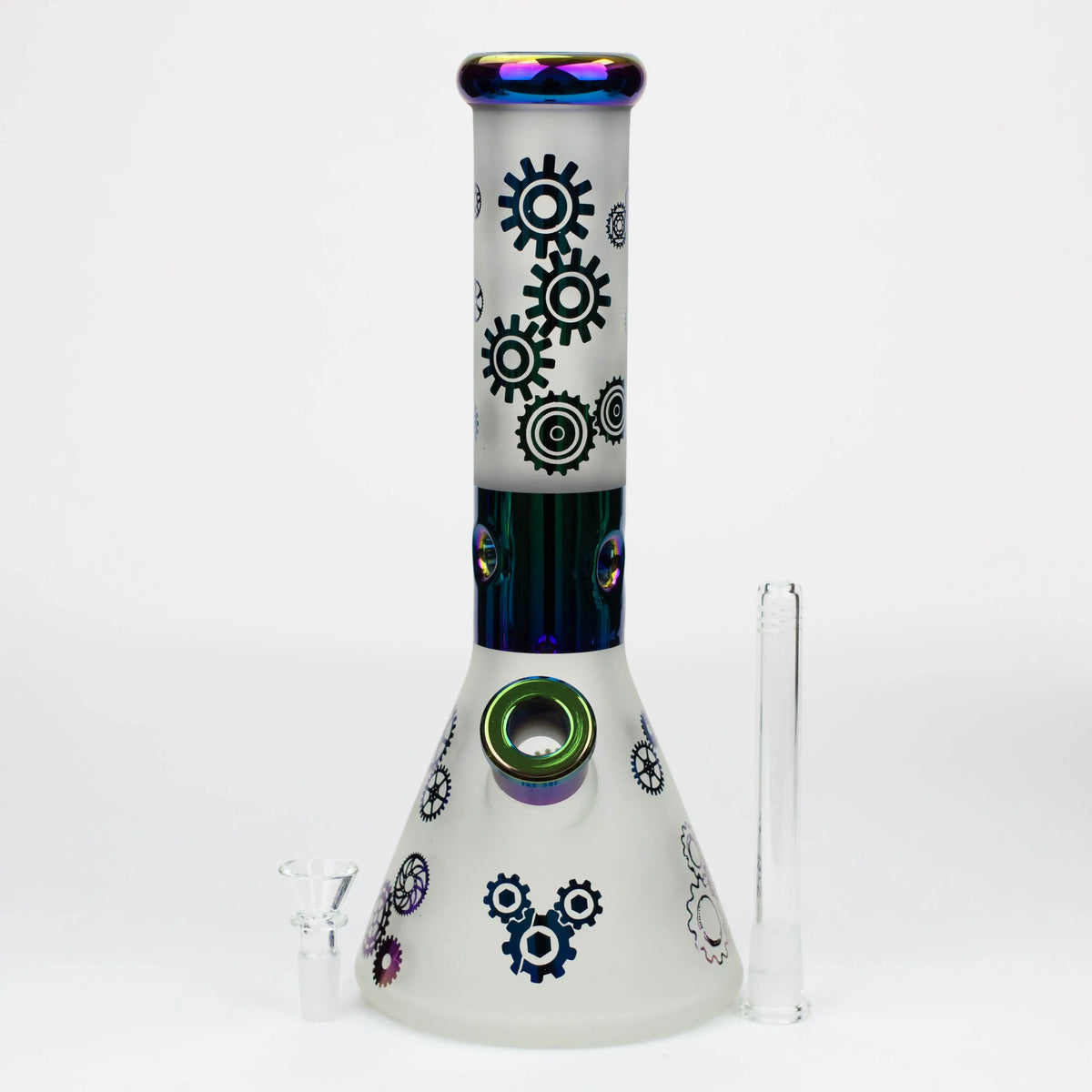 PHOENIX STAR - 12.5" Sandblast Electroplated Glass Beaker Bong with bowl piece and downstem sold in Canada