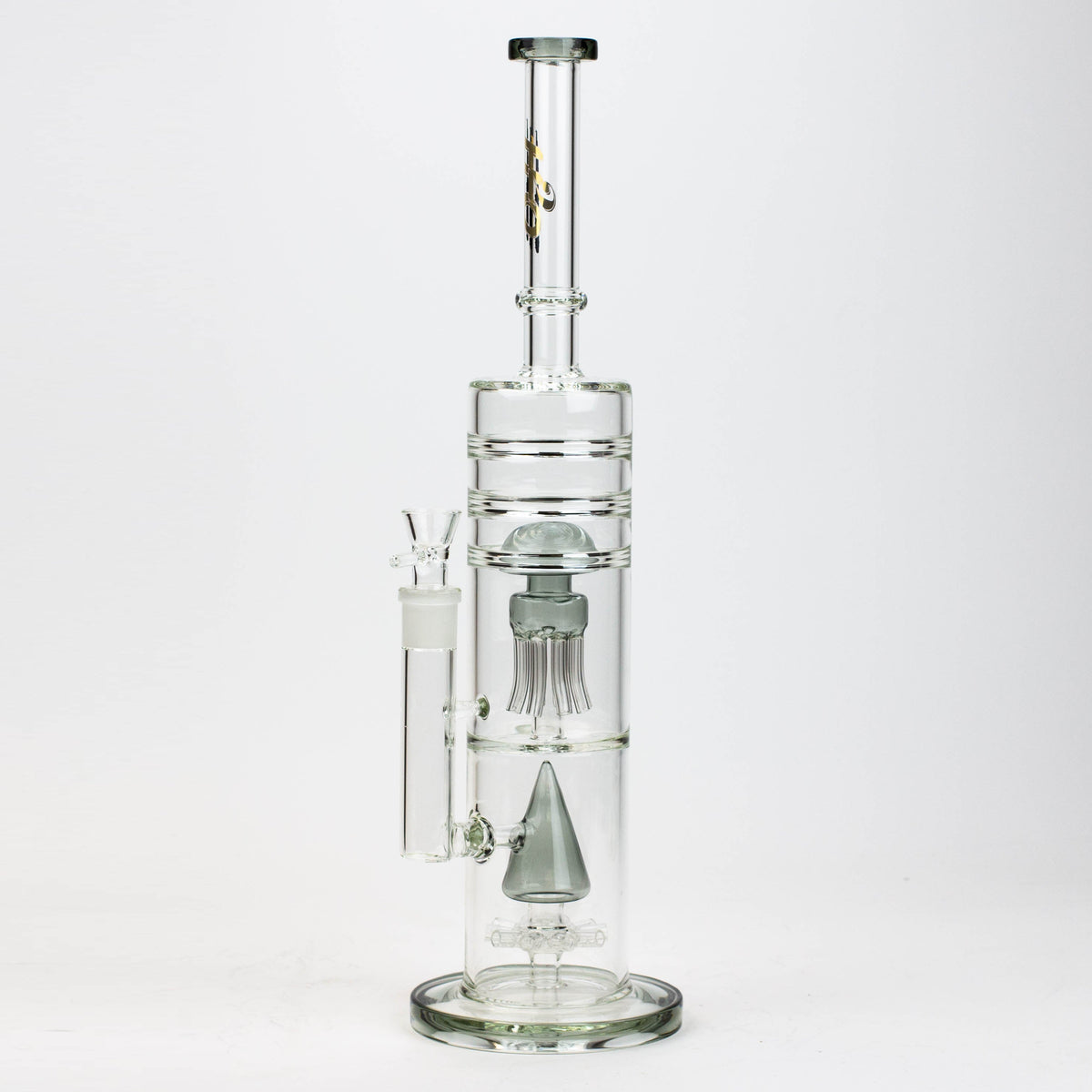 17" H2O Dual Diffuser Glass Bong in Gray