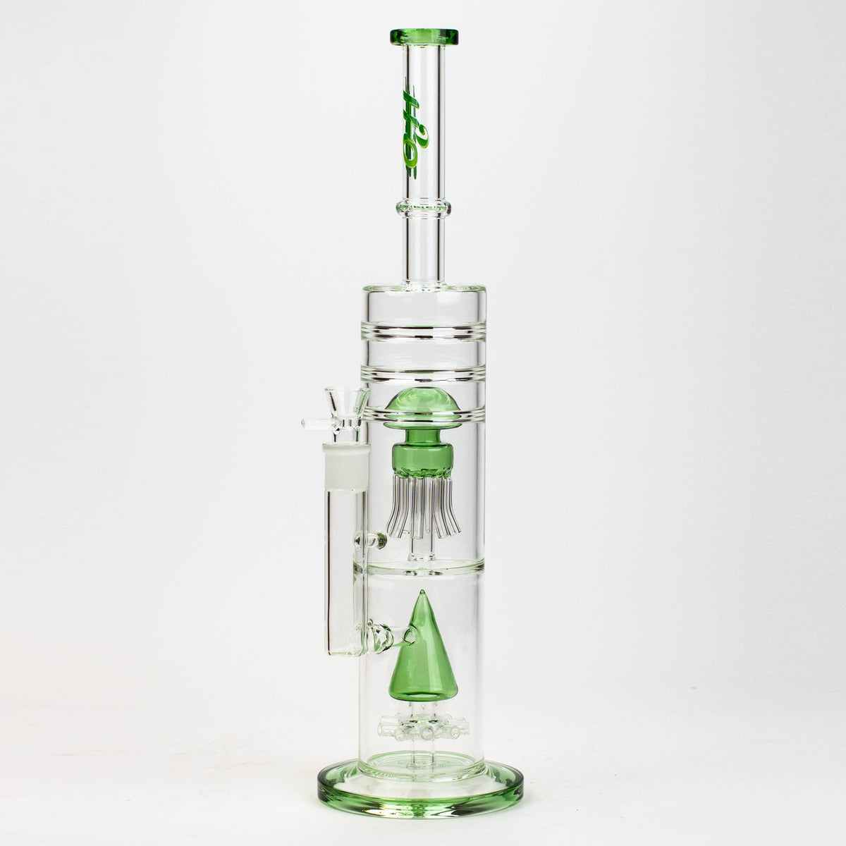 17" H2O Dual Diffuser Glass Bong in green