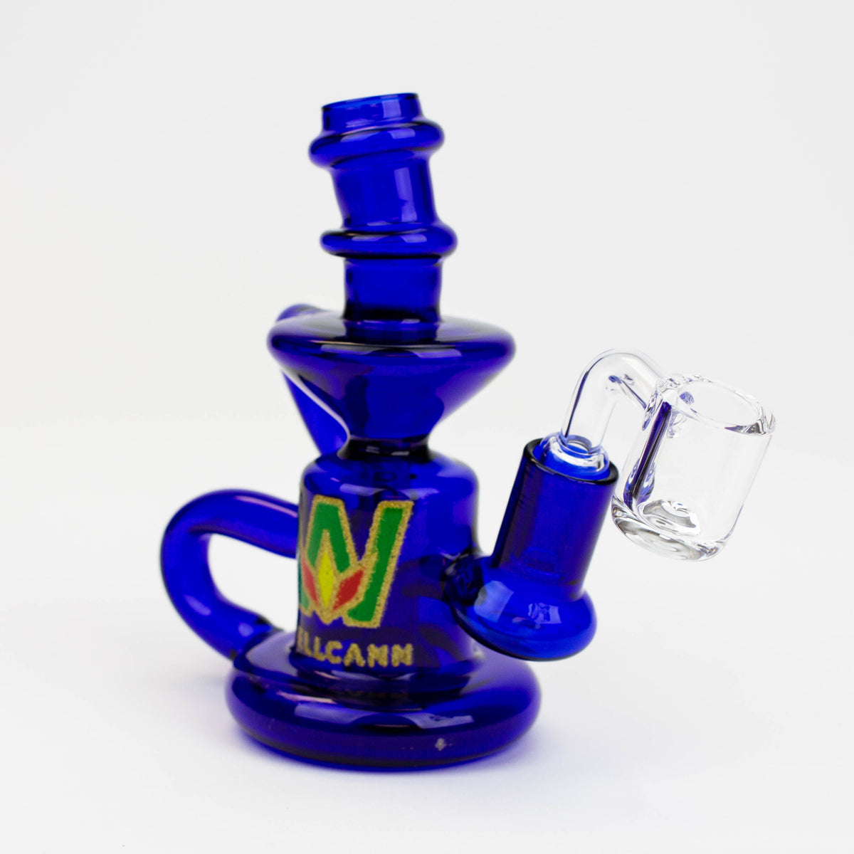 6" WellCann Double Loop Recycler Dab Rig 14mm blue