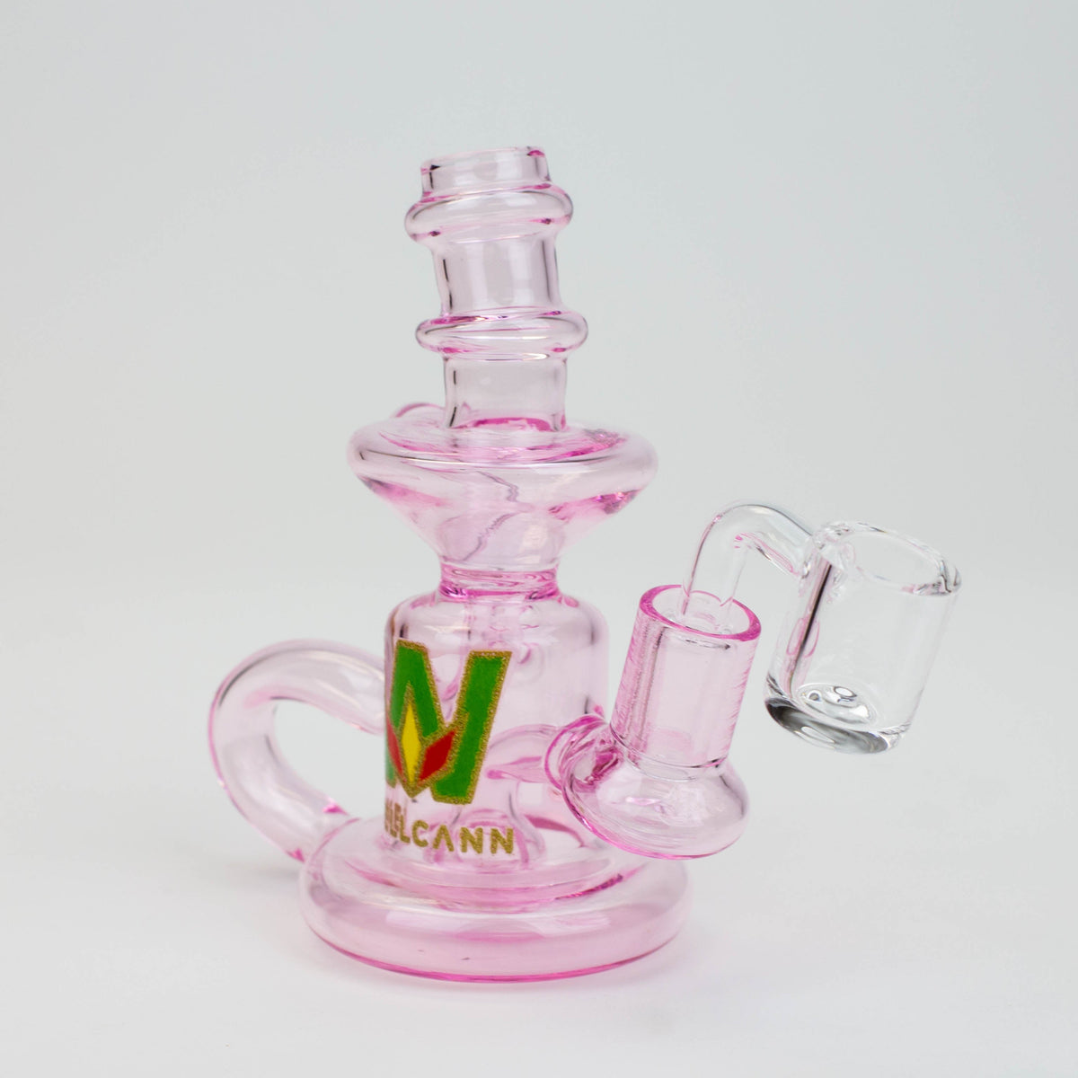 6" WellCann Double Loop Recycler Dab Rig 14mm pink