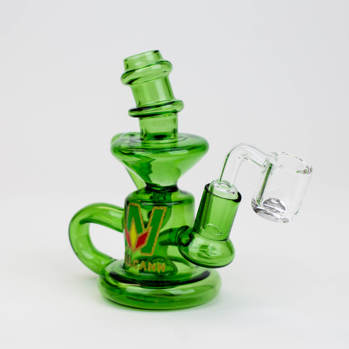 6" WellCann Double Loop Recycler Dab Rig 14mm green