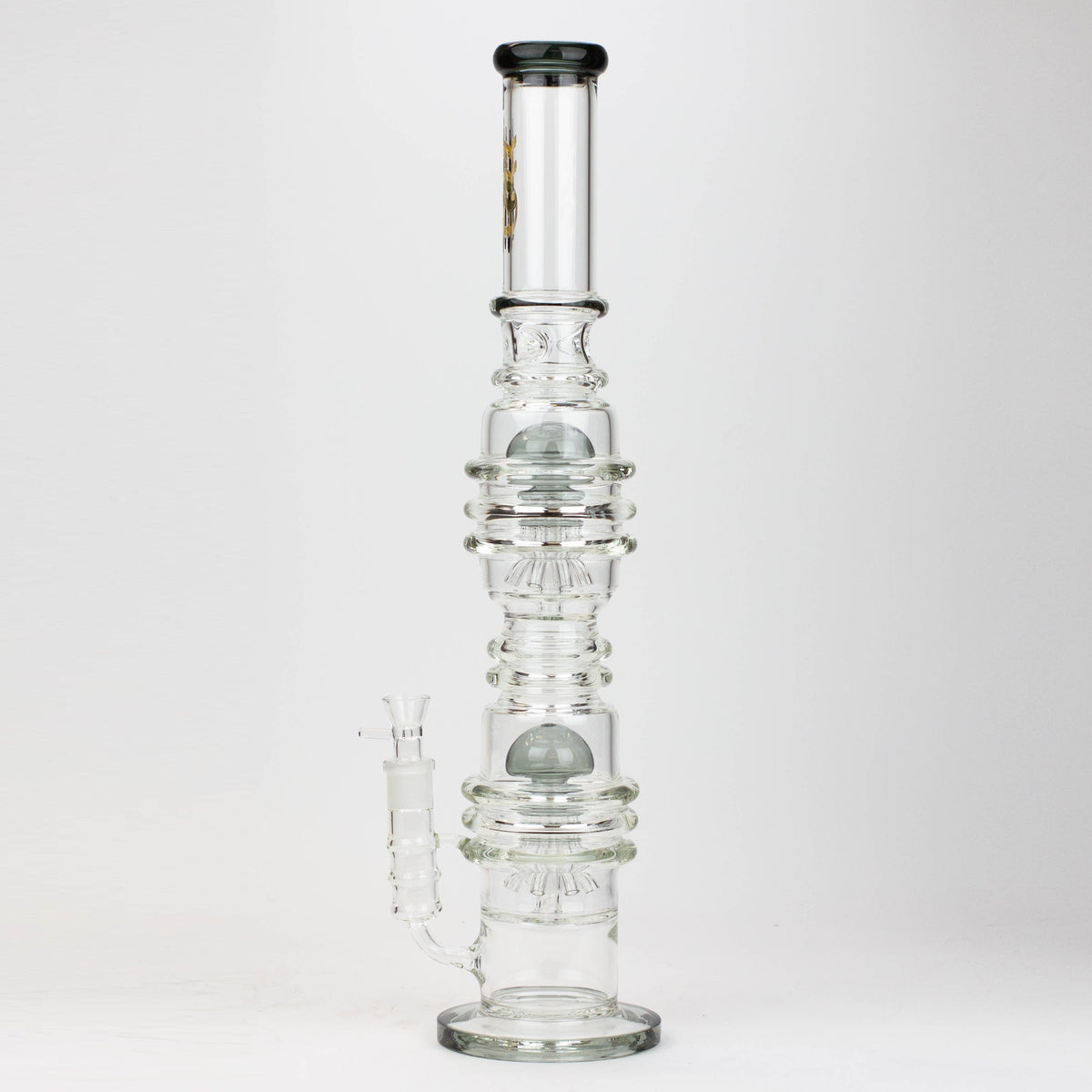 Side View of the H20 21" Dual Percolator Glass Bong in Black