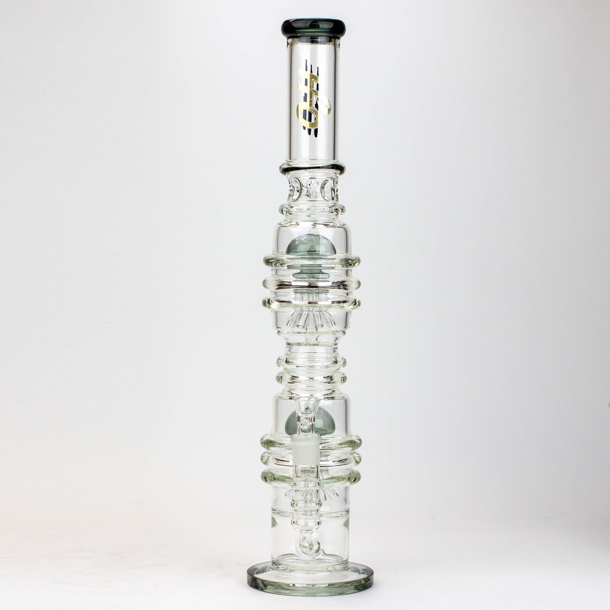 Front View of the H20 21" Dual Percolator Glass Bong