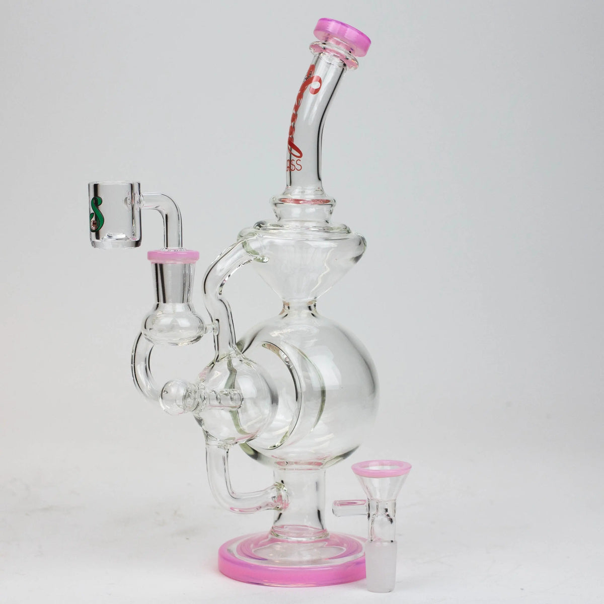 9" SOUL Glass 2-in-1 Pink Recycler Dab Rig & Bong