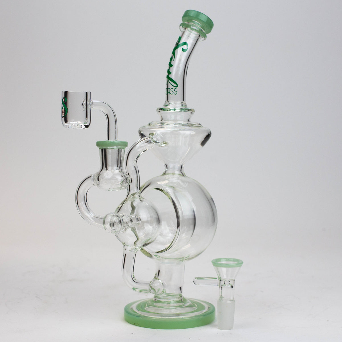 9" SOUL Glass 2-in-1 Green Recycler Dab Rig & Bong