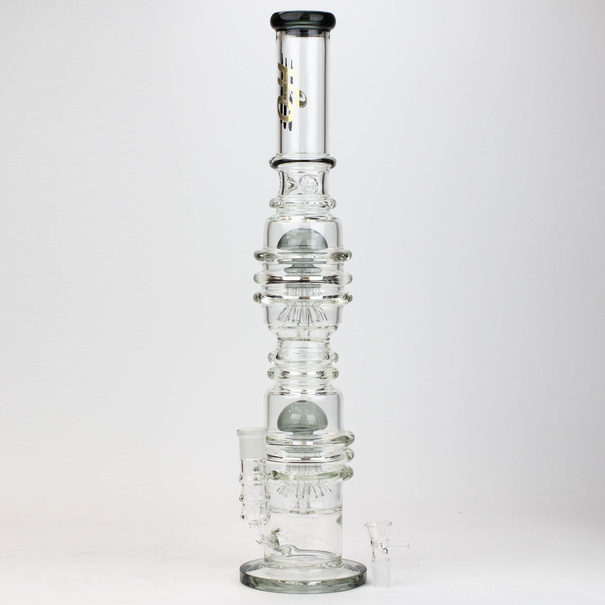 Full View of the H20 21" Dual Percolator Glass Bong with Bowl Piece