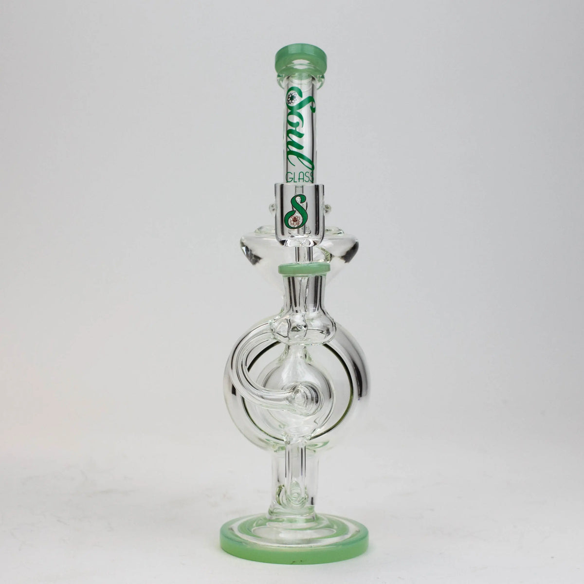 9" SOUL Glass 2-in-1 Recycler Dab Rig & Bong Front View