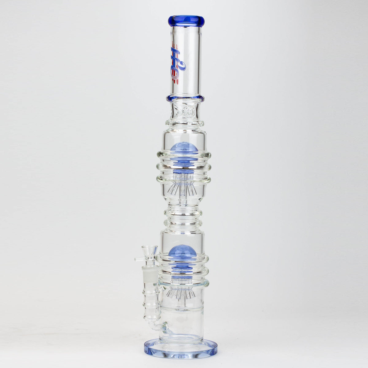 H20 21" Dual Percolator Glass Bong in Blue