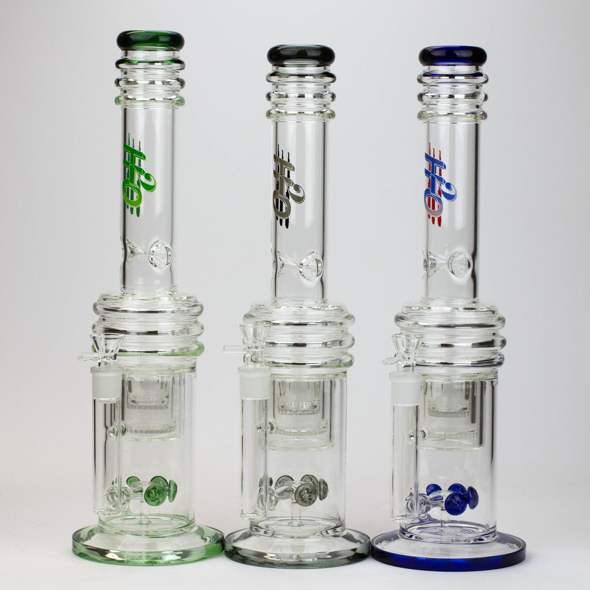 H2O 17 inch Glass Diffuser Bong with Double Layer Honeycomb Diffuser