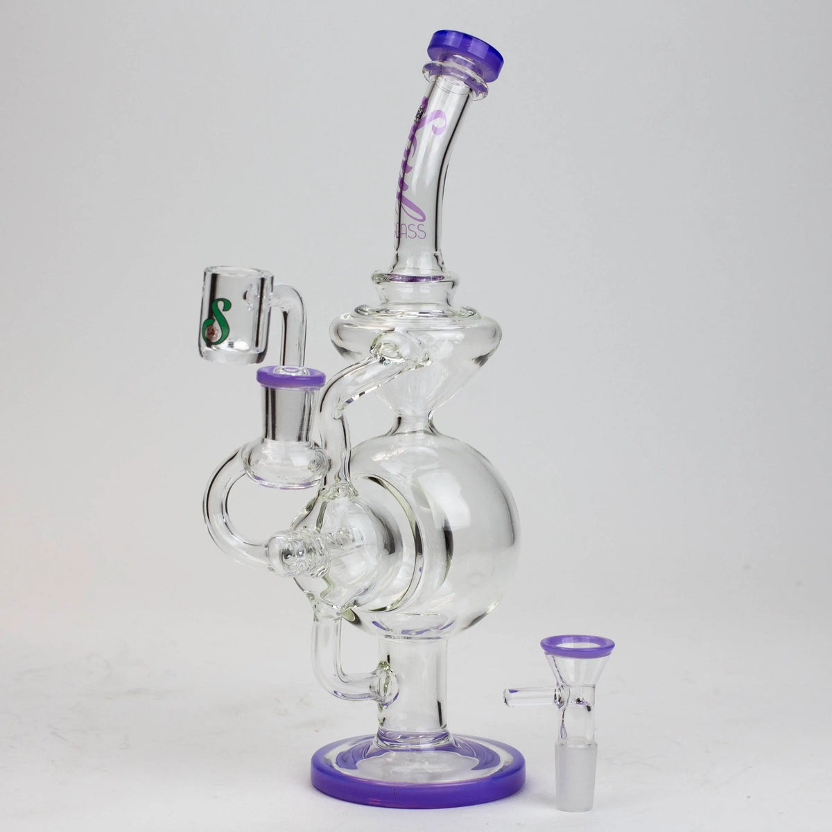 9" SOUL Glass 2-in-1 Purple Recycler Dab Rig & Bong