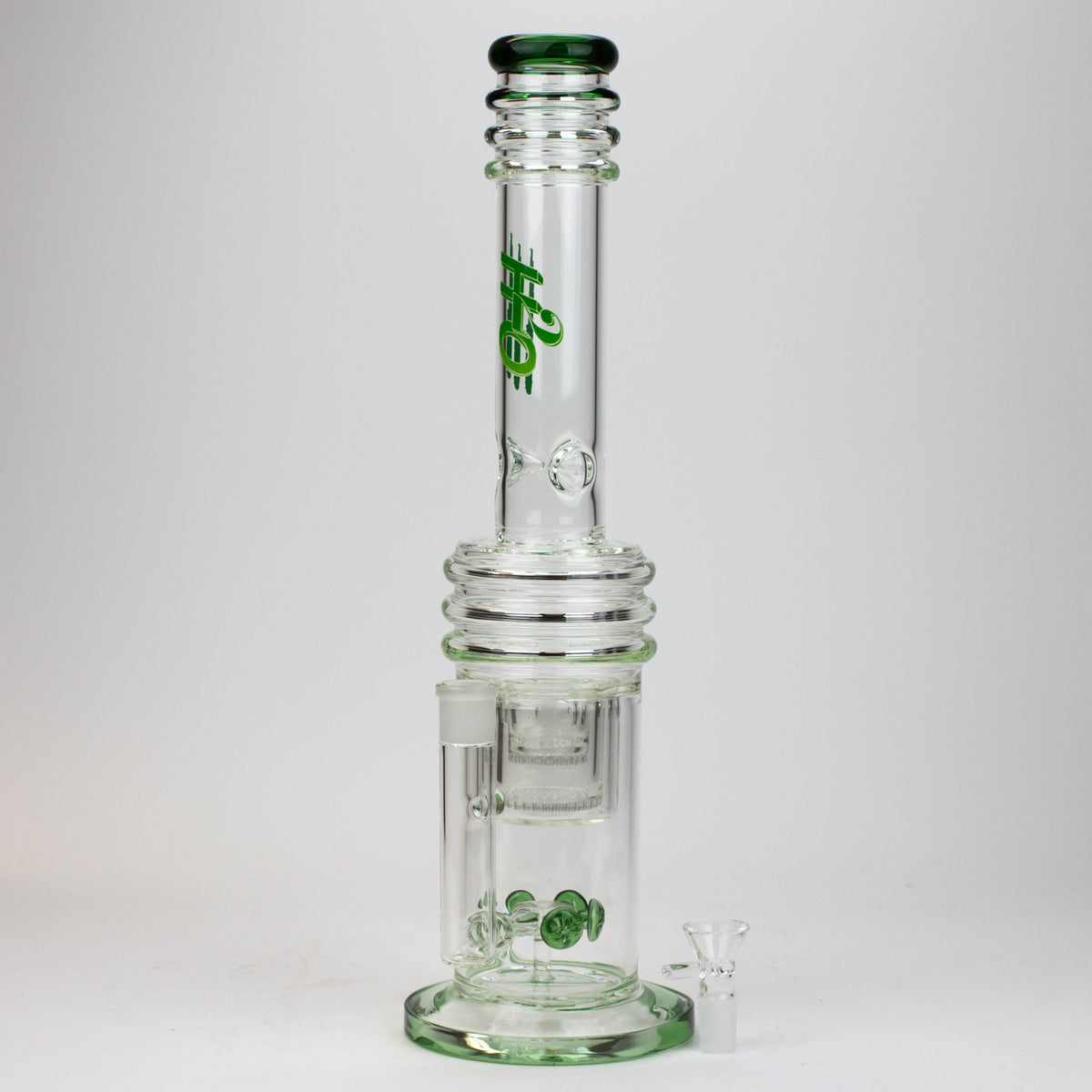 H2O 17 inch Glass Diffuser Bong with Double Layer Honeycomb in green