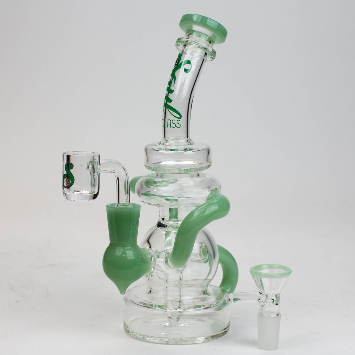 8 inch SOUL Glass Recycler Hybrid Dab Rig in Green