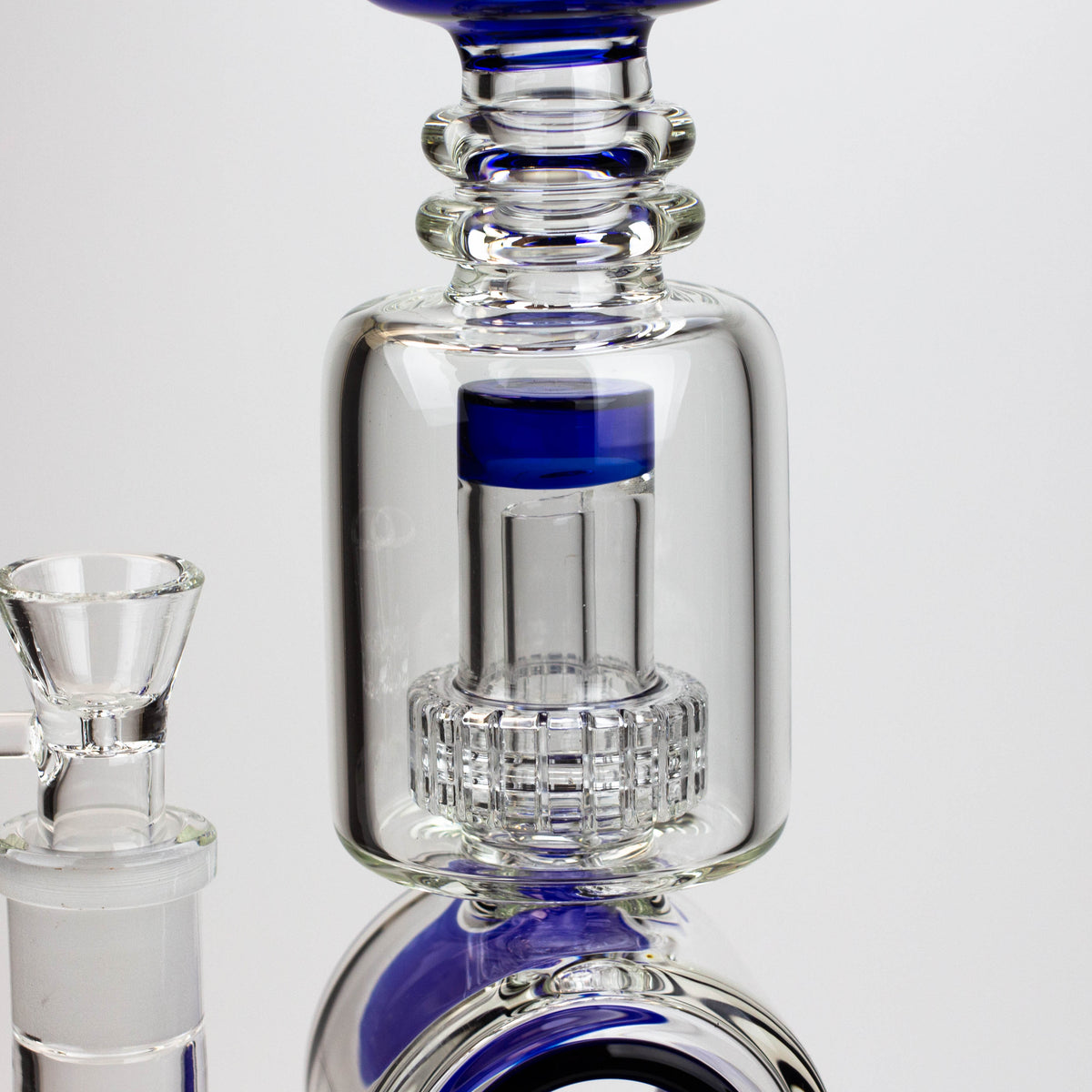 17" H2O Double Ring Glass Recycler Bong - Percolator View