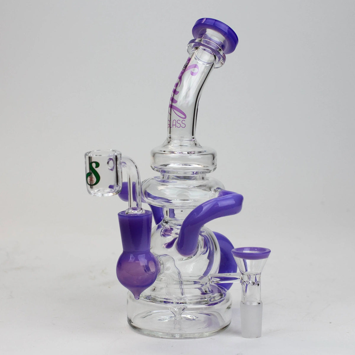 8 inch SOUL Glass Recycler Hybrid Dab Rig in Purple