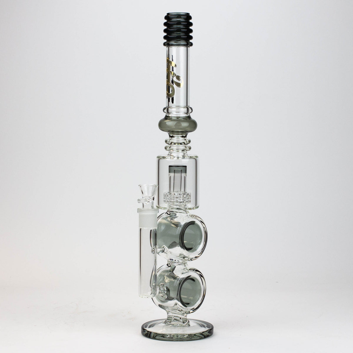 17" H2O Double Ring Glass Recycler Bong in Black