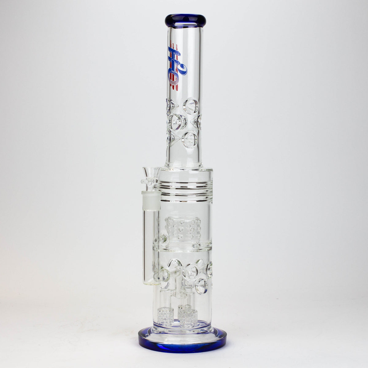 18" H2O Blue Glass Bong With Triple Diffuser