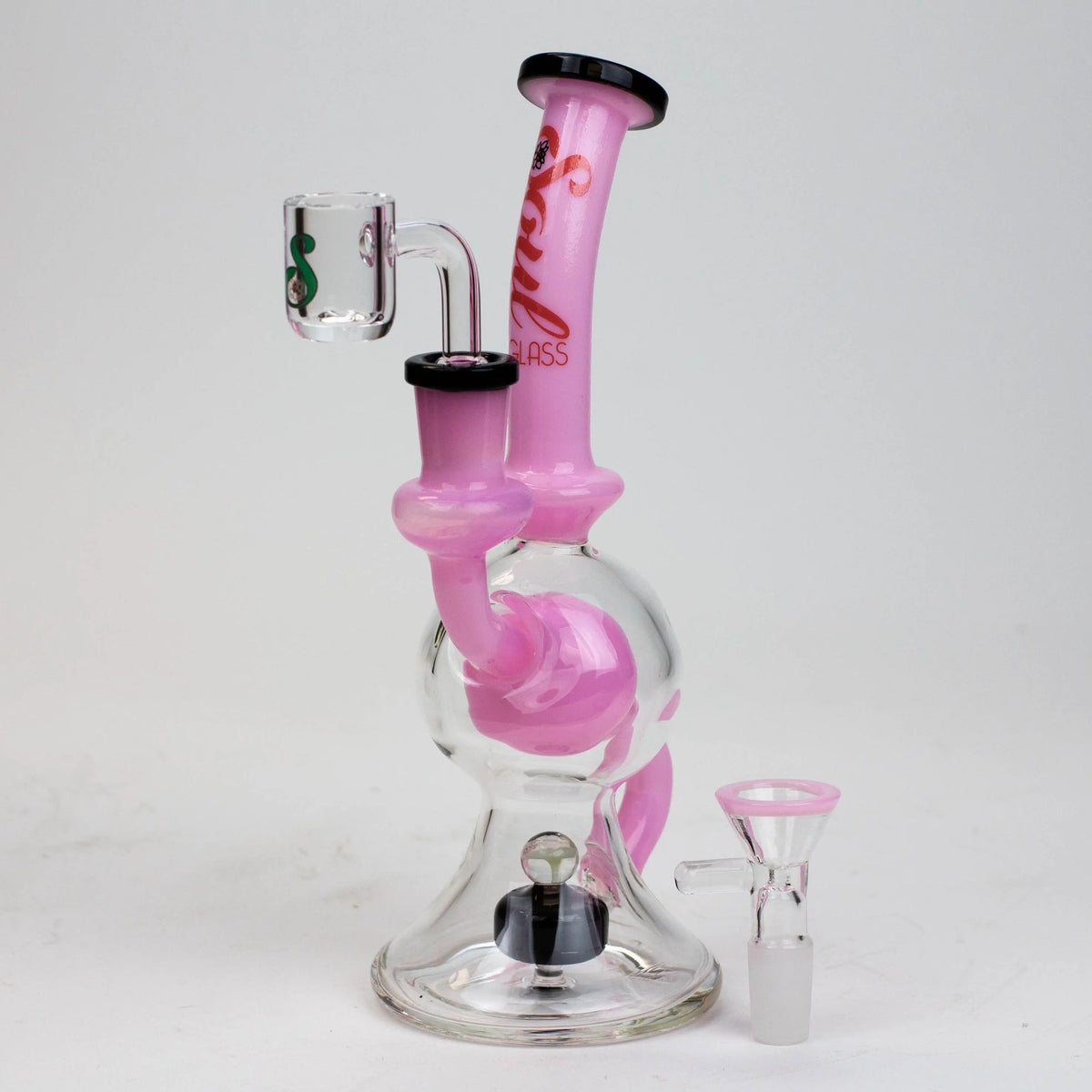 8" SOUL Glass 2-in-1 Pink Glass Recycler Bong