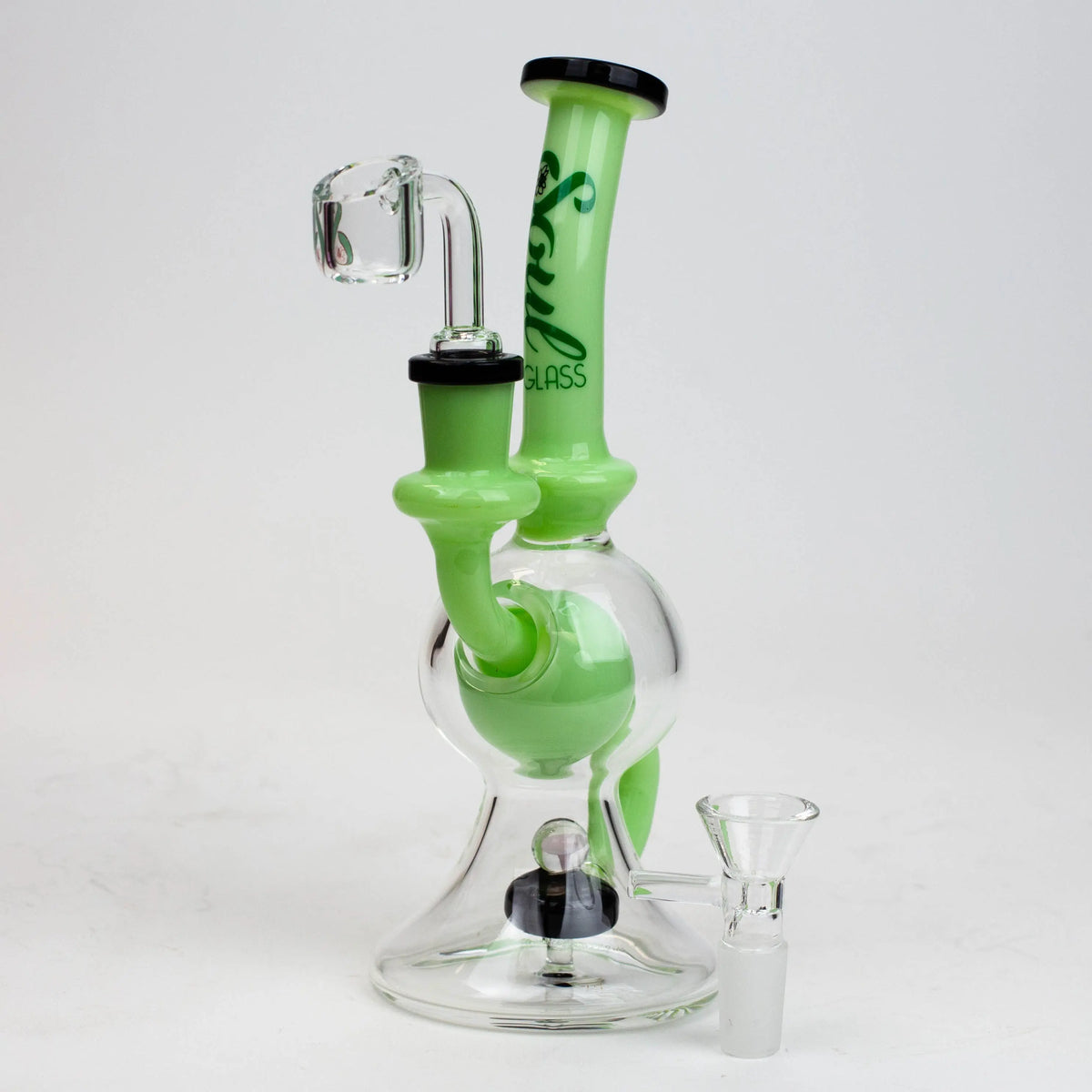 8" SOUL Glass 2-in-1 Green Glass Recycler Bong Full View