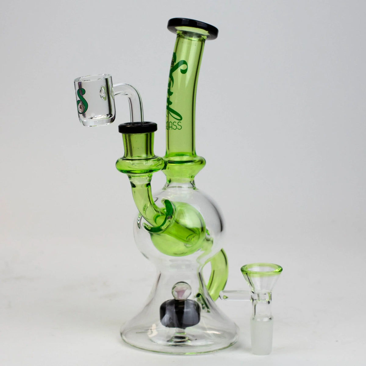 8" SOUL Glass 2-in-1 Green Glass Recycler Bong