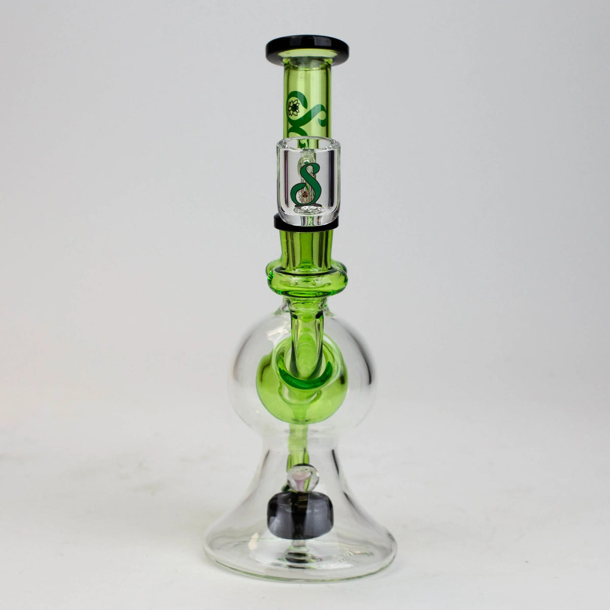 8" SOUL Glass 2-in-1 Glass Recycler Bong Front View With Bowl Piece