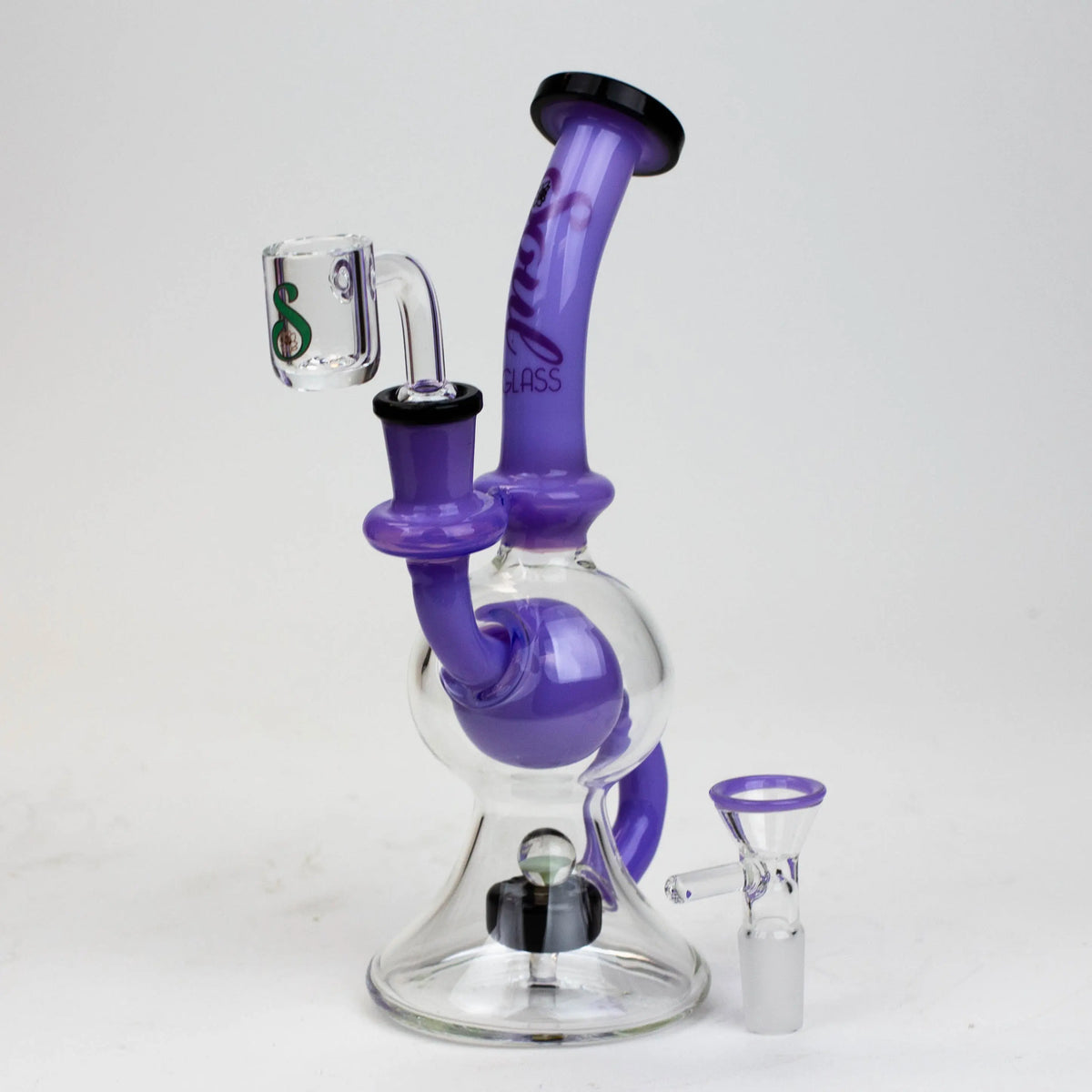 8" SOUL Glass 2-in-1 Glass Recycler Bong With Bowl Piece And Quartz Banger