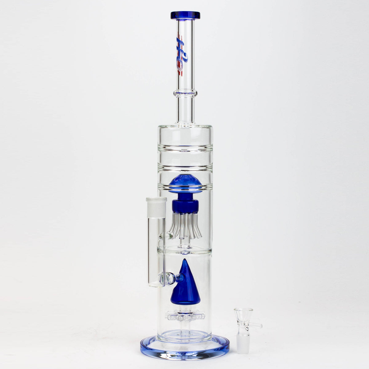 17" H2O Dual Diffuser Glass Bong in Blue