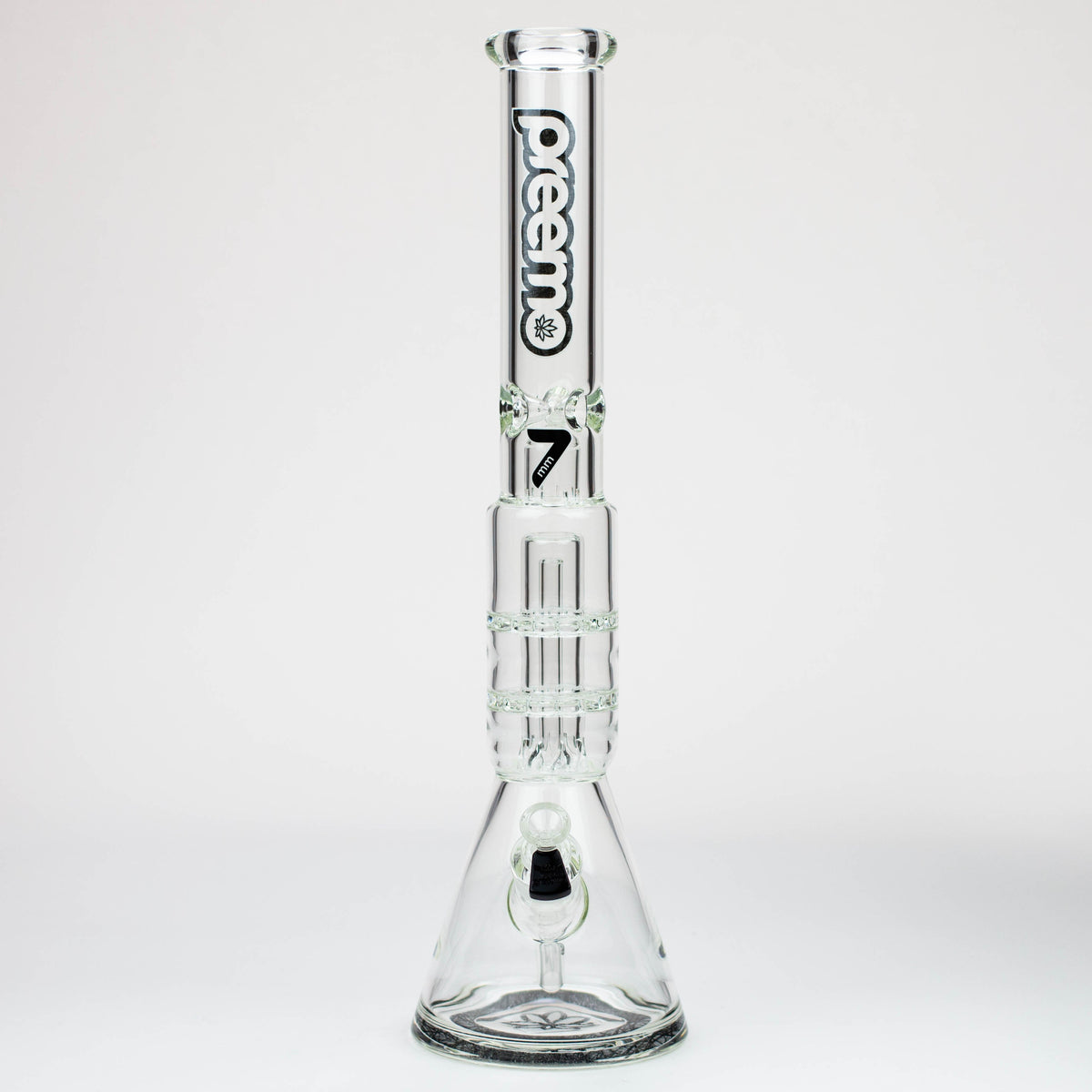 Front Facing View of the preemo - 19 inch Black Double Disc Perc Bong