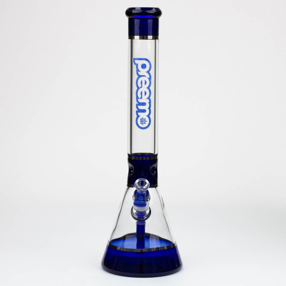 Front View of the Preemo 18 inch Colored Base Beaker Bong in Blue