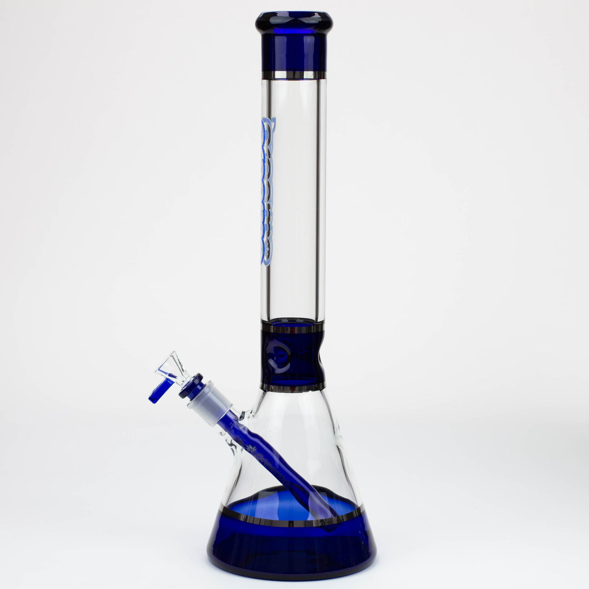 Side View of the Preemo 18 inch Colored Base Beaker Bong in blue