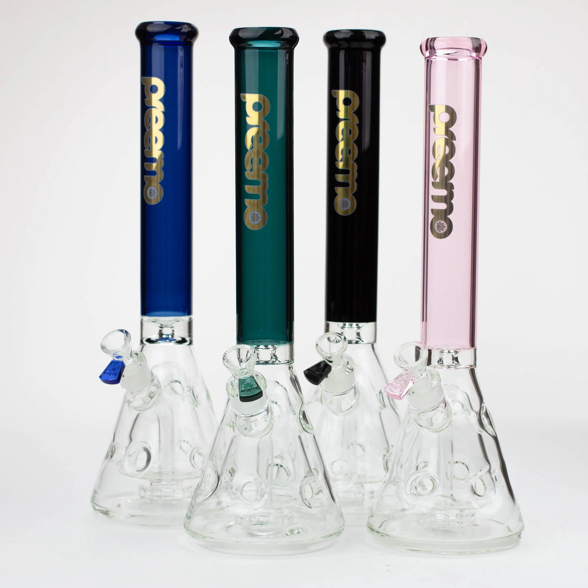 Four Preemo Showerhead To Swiss Perc Beaker Bongs