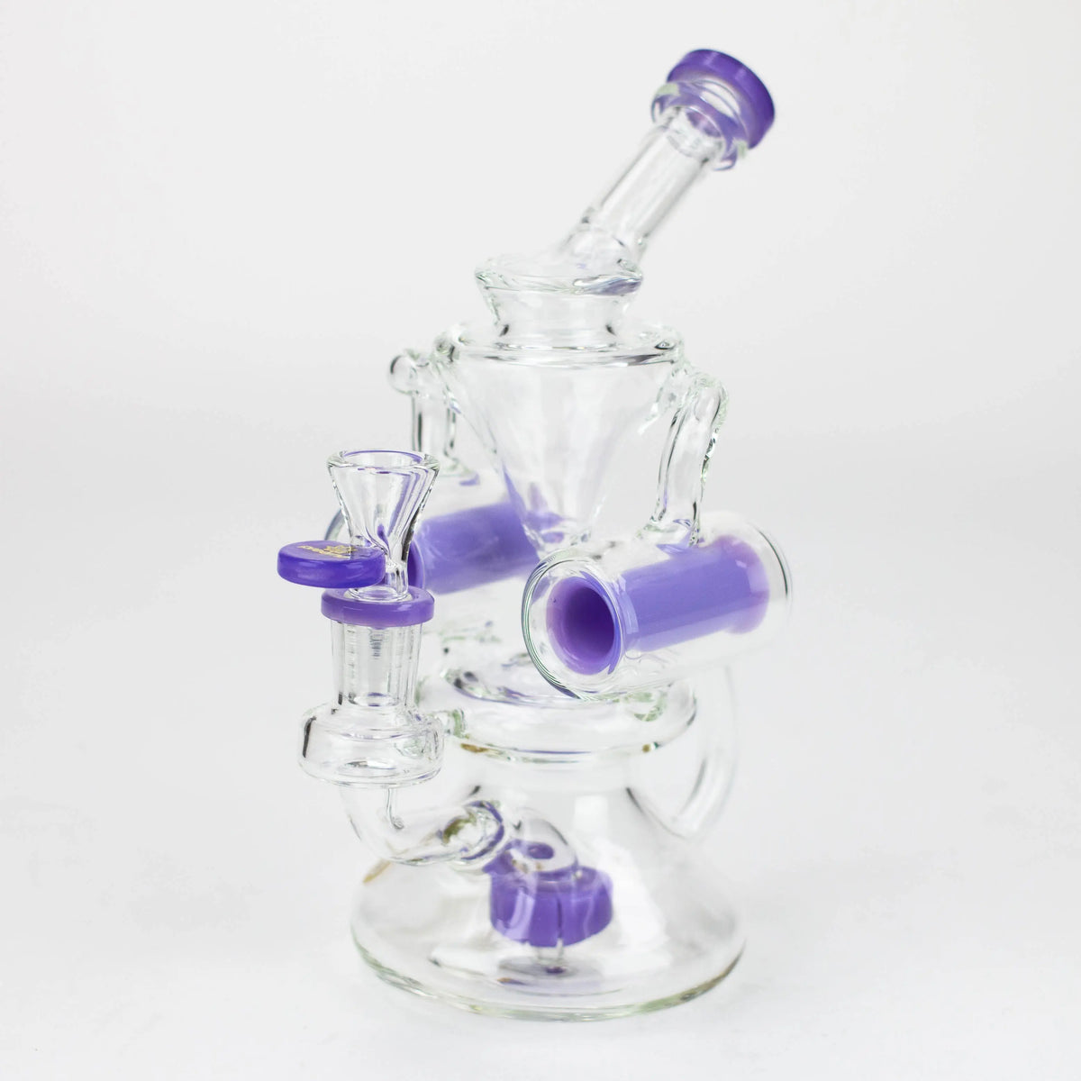 Preemo 8 inch Double Finger Hole purple Recycler Bong with dual percolators