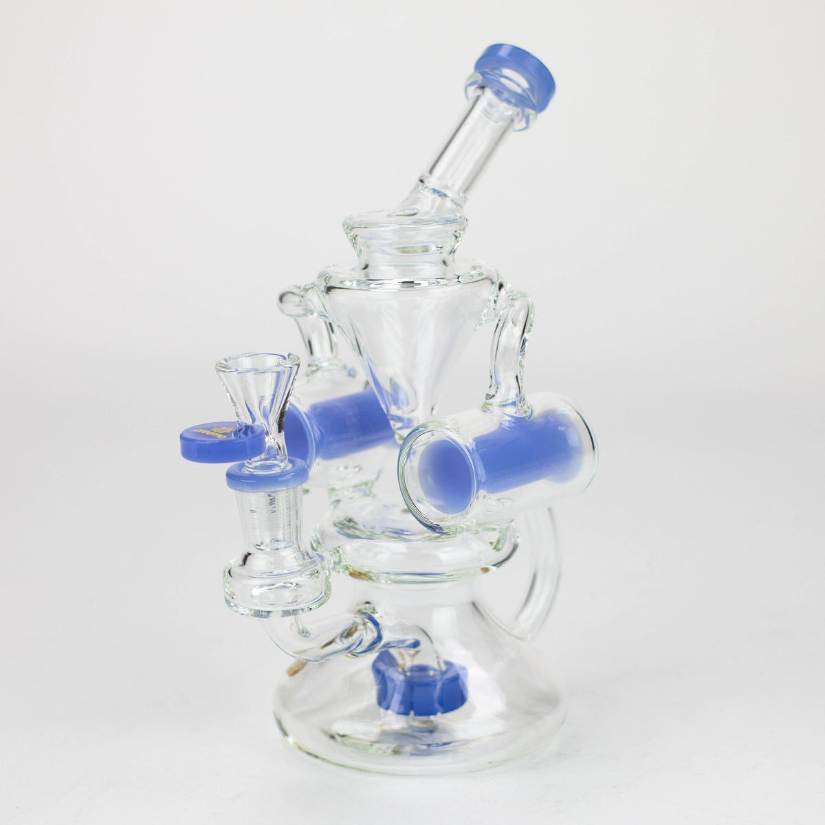 Preemo 8 inch  Double Finger Hole blue Recycler Bong with dual percolators