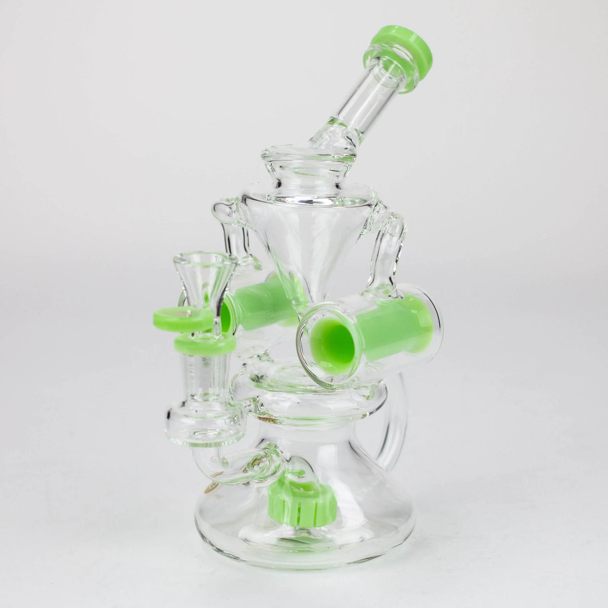 Preemo 8 inch Double Finger Hole Recycler Bong in Green