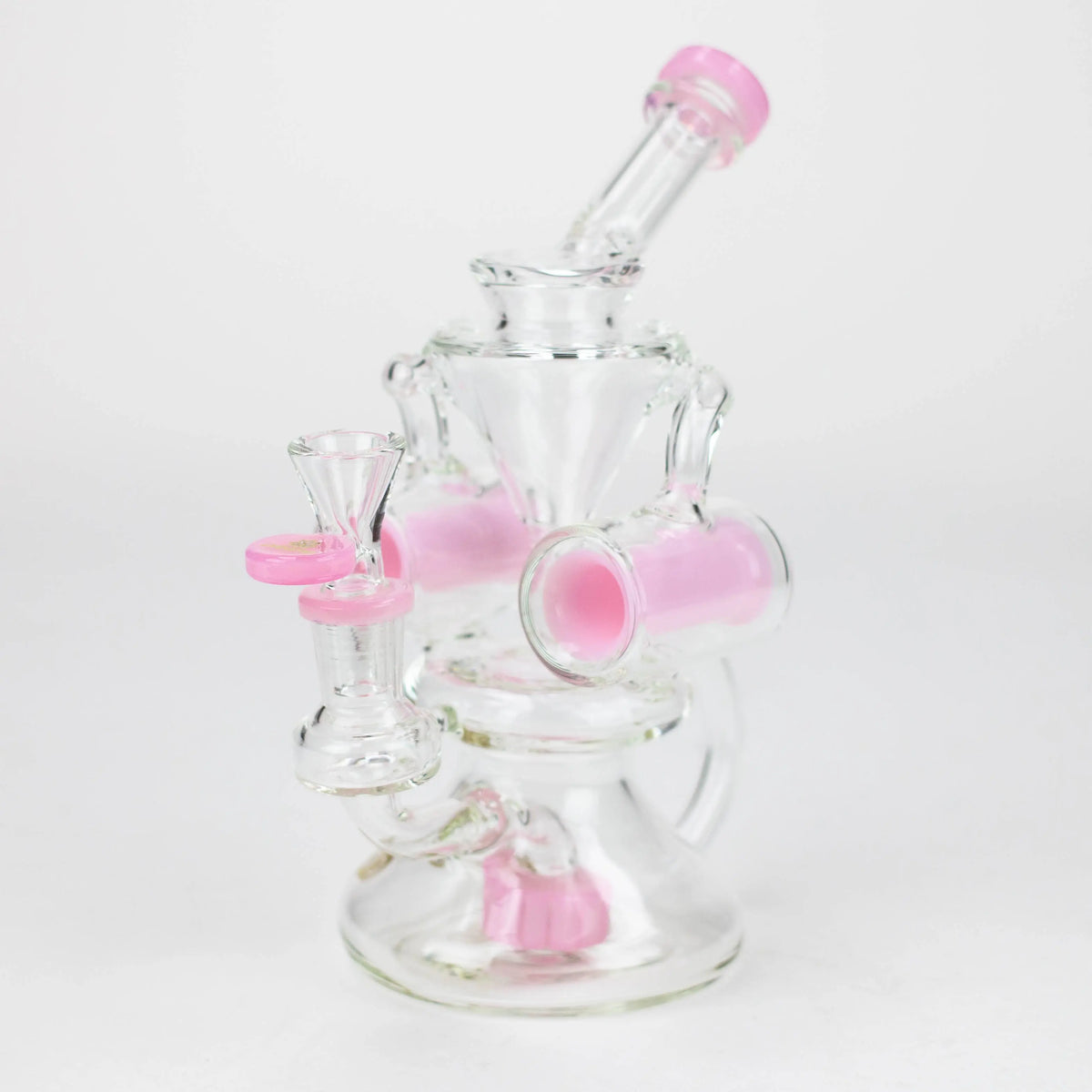 Preemo 8 inch Double Finger Hole Pink Recycler Bong