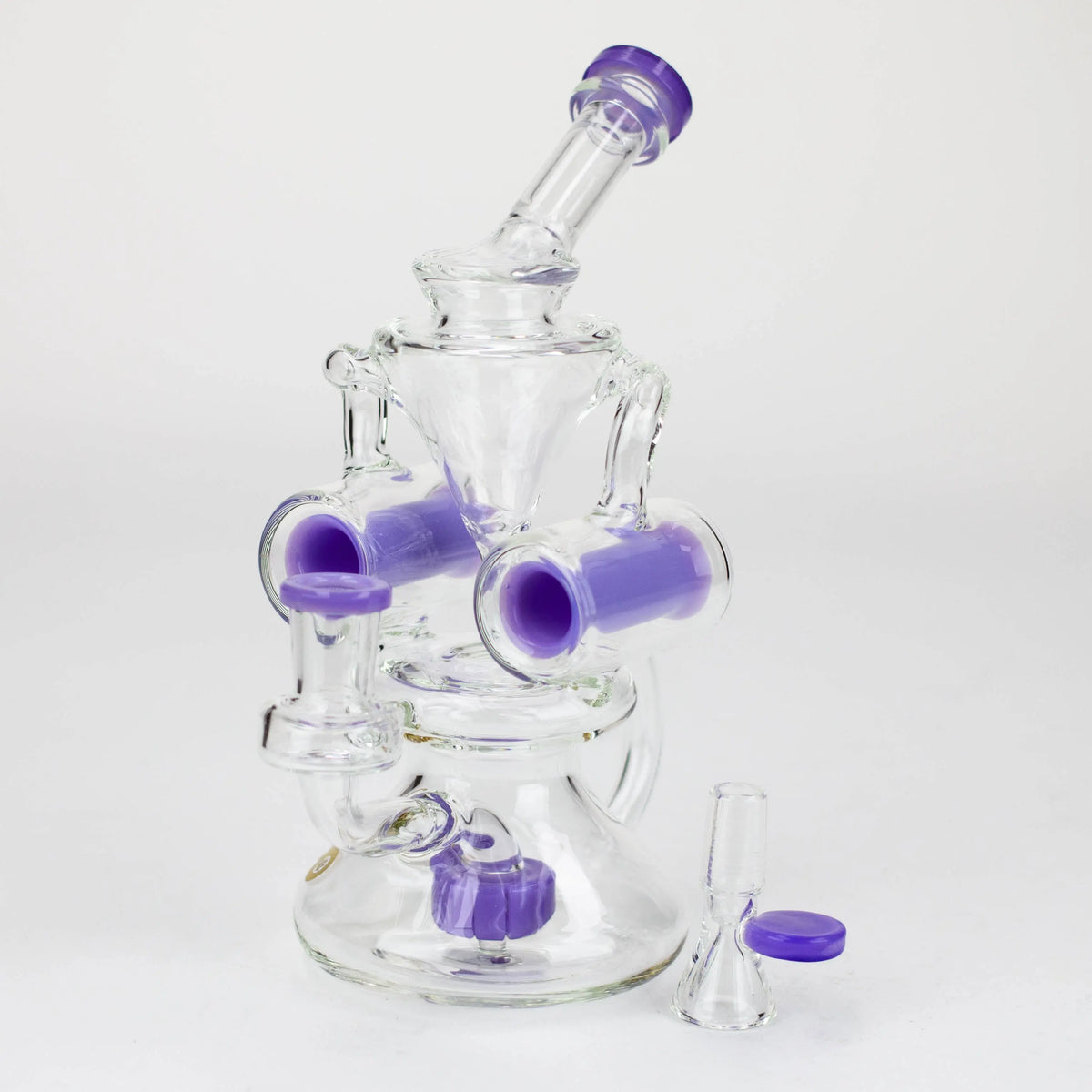 Preemo 8 inch Double Finger Hole Recycler Bong in Purple