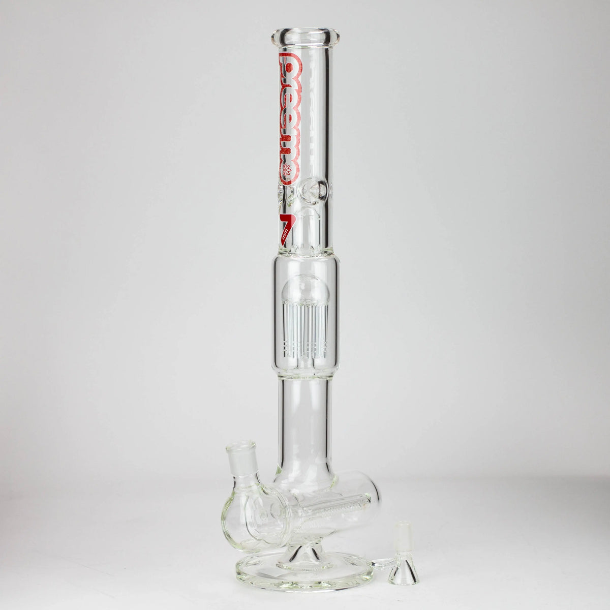 Preemo 20 inch beaker bong with dome over inline percolator and 8 arm tree percolator in red