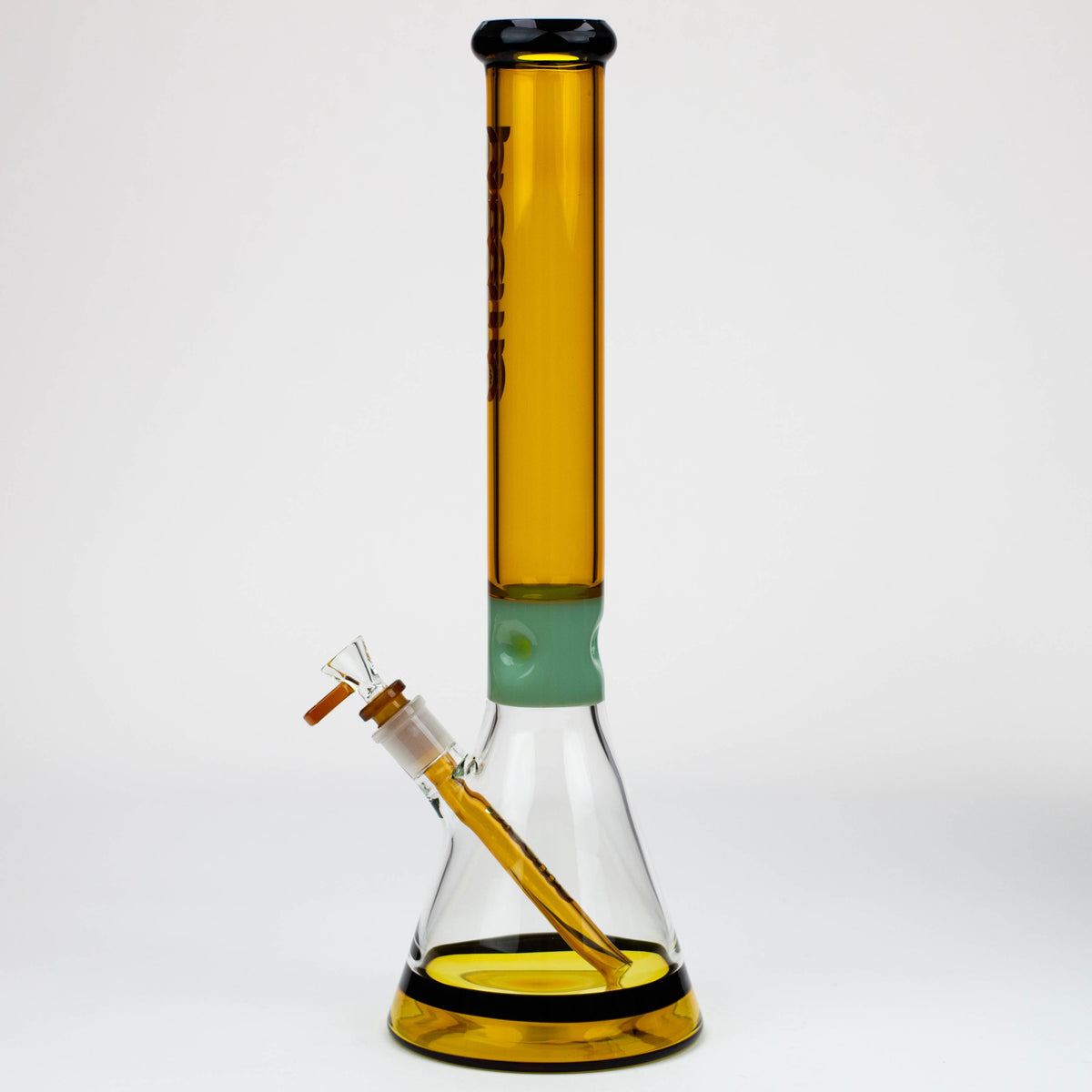 Side View of the preemo 17 inch Jade Ice Beaker Bong in Gold